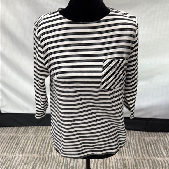 Merona Black and White Boxy 3/4 Sleeve Tee - Picture 1 of 3